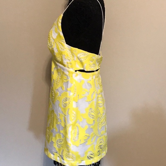 NWOT Anthropology Mauve Yellow Lace Mini Summer Dress size 10 - Picture 3 of 8